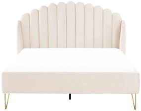 Franciaágy 140 cm Alise (bézs bársony) (ágyráccsal). 1077500