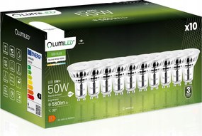 10x Led izzó GU10 6W 50W 580lm 4000K Semleges 38° Üveg Lumiled
