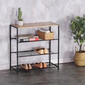 GD-414 OAK Leik, 4 polcos cipőtartó, 63 x 30 x 63,5 cm