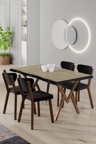 Akort étkezőgarnitúra, travertin-fekete, 130 cm