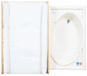 Fehér-natúr színű pelenkázó feltét nyírfa dekorral Baby Pool – Roba