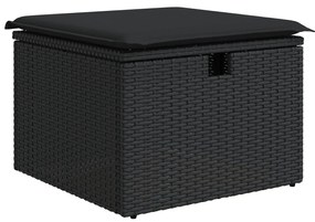 7 darabos kert kanapészett párnákkal fekete poli rattan, 2 személyes kert kanapé tárolóval és párnákkal fekete poli rattan