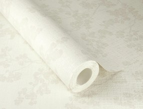 Vinyl tapéta flizelin mosható fehér lenvászon anyag levelek