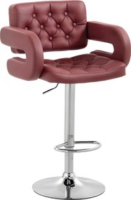 HOMCOM állítható műbőr bárszék háttámlával, karfával és lábtartóval — bordó | Aosom