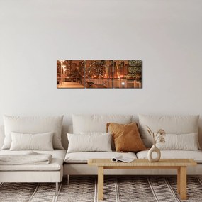 Kép - Éjszakai város (órával) (90x30 cm)