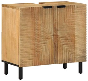Barna tömör mangófa fürdőszobai mosdószekrény 62 x 33 x 58 cm