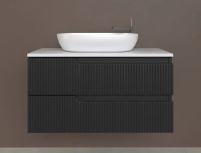 Piramida EURIDIKA fali fürdőszobabútor - mosdópult mosdó nélkül -2 fiókos - PINO FEKETE - 100 x 48 x 53 cm