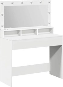 vidaXL Öltözködőasztal tükör lámpákkal Fehér 100 x 41 x 135 cm Faanyag
