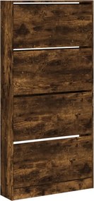 vidaXL füstös tölgy cipőszekrény 4 kihajtható fiókkal 80x21x163,5 cm