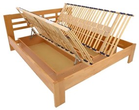 Franciai ágy tömörfából, tárolóhellyel ANGELA 180x200 cm világos dió