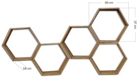 KÉSZLET 5x Fali polc 37x40 cm fenyő