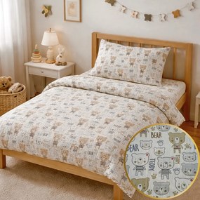 Muszlin lepedők Teddy Bear TiaHome - 1x Párna 90x70cm, 1x Paplan 140x200cm