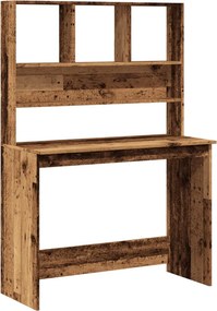 vidaXL antik fa színű szerelt fa íróasztal polcokkal 102 x 45 x 148 cm