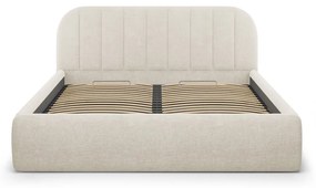 Krémszínű kárpitozott ágyneműtartós franciaágy ágyráccsal 200x200 cm Juno – Windsor &amp; Co Sofas