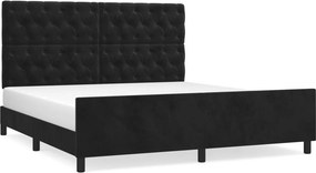 vidaXL fekete bársony ágykeret matrac nélkül 160 x 200 cm