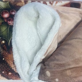 Karácsonyi takaró mikroplüss bárányból, manóbarna150x200cm TiaHome