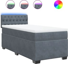 vidaXL sötétszürke bársony rugós ágy matraccal 90x190 cm