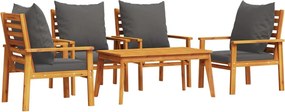 vidaXL 5 részes tömör akácfa kerti ülőgarnitúra párnákkal