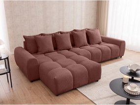 Terrakotta színű sarokkanapé (bal oldali-heverő résszel) Albane – Ropez