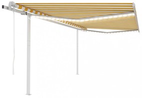 sárga-fehér szélérzékelős és LED-es napellenző 4 x 3,5 m