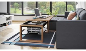 NEA konferencia asztal emelhető lappal és polccal, craft tölgy/fekete