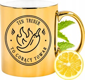 Prémium Arany Csillogó Bögre Edzőnek Ajándék Nyomtatott Fotóval