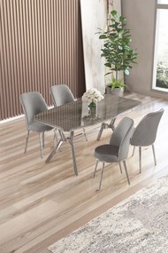Lena étkezőgarnitúra, antracit-króm, 160 cm – TR240CHR2859