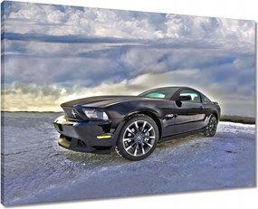 Vászonkép 70x50 Ford Mustang a hóban Autó Klasszikus Made in Usa