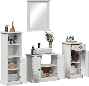 Fürdőszoba bútor szett fiókkal 4 pcs Antik fehér Tömör fenyőfa