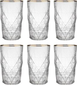UPSCALE long drink pohár arany szegéllyel 460ml, 6 db-os készlet