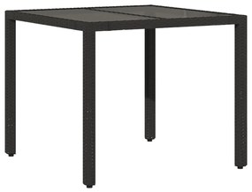 3 részes fekete polyrattan bisztrógarnitúra párnával