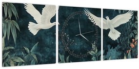 Kép - Két galamb (órával) (90x30 cm)