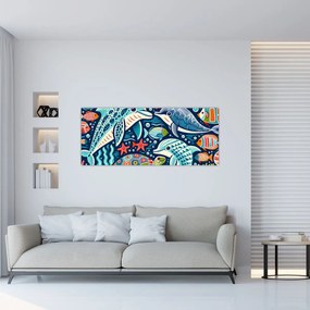 Kép – Rajzolt vízi állatok (120x50 cm)