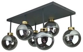 Felületre szerelhető csillár  DEA 6xE14/60W/230V fekete/arany/füstös fekete
