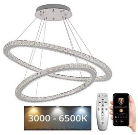 NEDES LED Dimmelhető csillár zsinóron LED/160W/230V 3000-6500K ezüst + távirányító ND3554