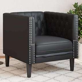 Chesterfield Kanapé Szék Fekete 71 x 74.5 x 70.5 cm Műbőr
