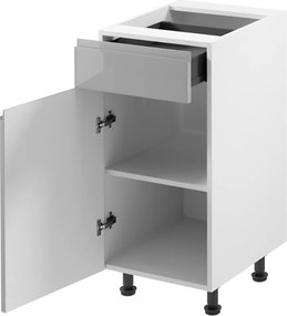 Alsószekrény, fehér/szürke extra magasfényű HG, AURORA D40S1