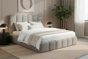 Aura kárpitozott ágy ágyneműtartóval 180x200 cm - szürke Quelle 83 bouclé
