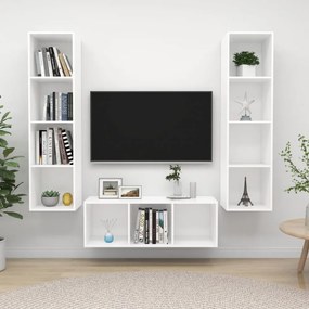 3 részes fehér szerelt fa TV-szekrény szett