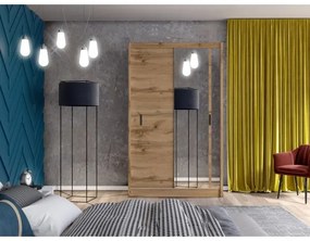 SABRINA gardróbszekrény tükörrel, 150x215 cm, woltan tölgy