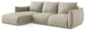 Bézs zsenília kinyitható sarokkanapé (bal oldali-heverő résszel) Leila – Makamii
