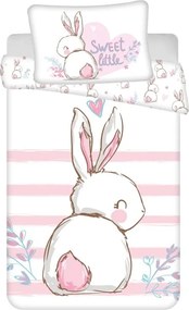 Pamut ágynemű babáknak BUNNY SWEET fehér Ágyneműhuzat mérete: 40 x 60 cm | 100 x 135 cm