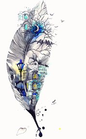 Fotótapéta Város akvarellben és vinil tollban 184x254 +ragasztó