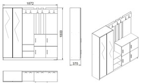 Előszoba bútor Dustin 9 (atlanti fenyő + antracit). 1072590