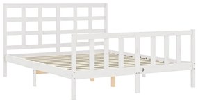 fehér tömör fa ágykeret fejtámlával King Size