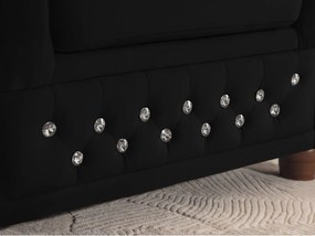 Fekete bársony kinyitható sarokkanapé (bal oldali-L alakú) York Blik – Ropez