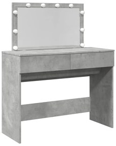 betonszürke fésülködőasztal LED-del 100 x 40 x 120 cm
