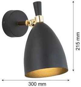 Argon 4701 - Fali lámpa CHARLOTTE 1xE27/15W/230V fekete/arany