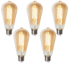 5 db E27 3-staps dimabaar LED lamp ST64 goud 6W 700 lm 2700K