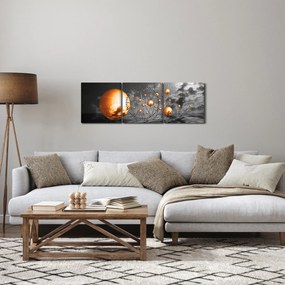 Narancssárga absztrakt gömbök képe (órával) (90x30 cm)